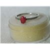 Image 1 : ***NEW*** RING - SOLITARE OVAL FACETTED RUBY WITH 2 SHOULDER DIAMONDS IN STERLING SILVER SETTING - S