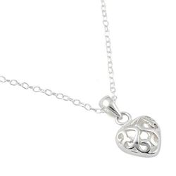 NECKLACE - NEW Sterling Silver Curly Heart Necklace - INCLUDES CHAIN