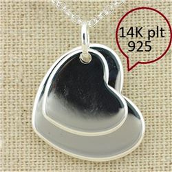 *** NEW*** PENDANT - LOOSE DOIBLE HEART -14K WHITE GOLD OVER 925 STERLING SILVER - RETAIL ESTIMATE $