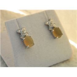 EARRINGS - NEW BROWN CHALCADONY & DIAMONDS EARRINGS - NEW BROWN CHALCADONY & DIAMOND IN STERLING SIL