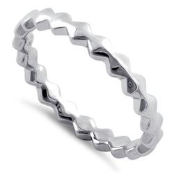 RING - NEW Sterling Silver Stackable Ridged Eternity Ring - SZ 7