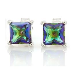 EARRINGS - 1 4/5 CTW OCEAN MYSTIC GEMSTONE IN 925 STERLING SILVER SETTING - RETAIL ESTIMATE $250