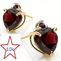 *** NEW *** EARRINGS - BRILLIANT 4.60 CT GARNET & 2 GARNETS IN 10K SOLID YELLOW GOLD SETTING - RETAI