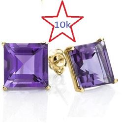 *** NEW *** EARRINGS - EXCELLENT 1 CARAT TW AMETHYST IN 10K SOLID YELLOW GOLD SETTING - RETAIL ESTIM