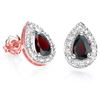 Image 2 : *** NEW *** EARRINGS - CHARMING 1.04 CT GARNET & 28 GENUINE DIAMOND IN 10K SOLID ROSE GOLD SETTING -