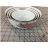 Image 5 : BOWL SET  (VINTAGE)  *ENAMEL & FLORAL BOWL SET*