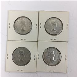 LOT OF 4 CANADIAN 50 CENT PIECES (SILVER) *1962*