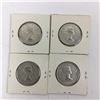 Image 1 : LOT OF 4 CANADIAN 50 CENT PIECES (SILVER) *1962*