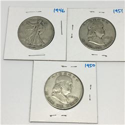 LOT OF 3 USA 50 CENT PIECES (SILVER) *1946-50-51*