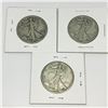 Image 2 : LOT OF 3 USA 50 CENT PIECES (SILVER) *1943-44-45*
