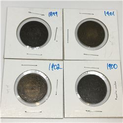 LOT OF 4 CANADIAN LARGE PENNIES (1899 1900 1901 1902)