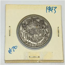 50 CENT PIECE (CANADIAN) *1943-SILVER *
