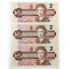 Image 1 : LOT OF 3  $2.00 BANK NOTES (CANADIAN) *CONSECUTIVE SERIALS 1986*