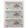 Image 2 : LOT OF 3  $2.00 BANK NOTES (CANADIAN) *CONSECUTIVE SERIALS 1986*