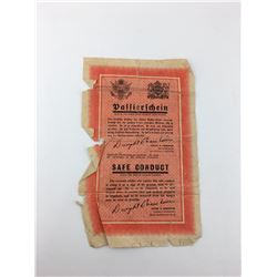 SAFE CONDUCT PASS (ISSUED TO GERMAN SOLDIER) *WWII USA*