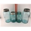 Image 2 : LOT OF BLUE ANTIQUE CANNING JARS (BALL, GEM)