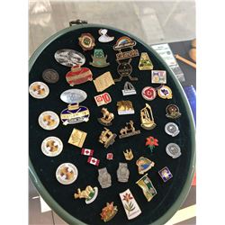 LOT OF ASSORTED LAPEL PINS (SASKATCHEWAN, ALBERTA, HOCKEY MOM ETC...)
