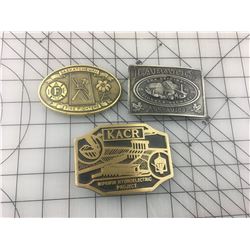 LOT OF 3 BELT BUCKLES (LABATTS, SASK FIREFIGHTERS, NIPAWIN HYDRO)