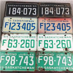LOT OF MATCHING LICENSE PLATES (SASKATCHEWAN) *65-64-72-60*
