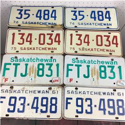 LOT OF MATCHING LICENSE PLATES (SASKATCHEWAN) *61-75-76-01*