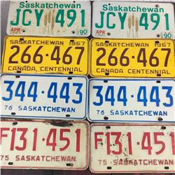 LOT OF MATCHING LICENSE PLATES (SASKATCHEWAN) *67-75-76-90*