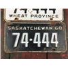 Image 3 : LOT OF 2 LICENSE PLATES (SASK. SAME NUMBER) *# 74-444 YEARS 59-60*