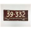 Image 1 : LICENSE PLATE (SASKATCHEWAN) *1938*