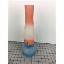 BLUE OIL LAMP WITH PINK CHIMNEY (GLASS)