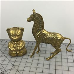 BRASS LOT  ( ZEBRA & TEDDY BEAR BANK) *VINTAGE*