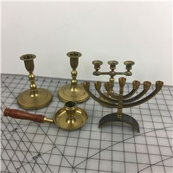 BRASS LOT  (CANDLE HOLDERS) *VINTAGE*