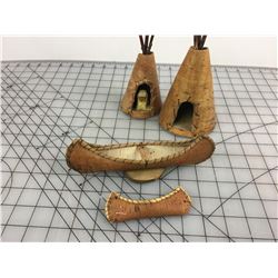 TEPEE AND CANOE PIECES (BIRCH BARK)