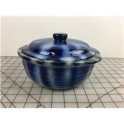 BLUE BEAN POT WITH LID (MEDALTA POTTERIES)