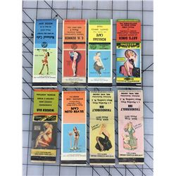 LOT OF 8  PIN UP GIRL ADVERTISING MATCH BOOK COVERS (VINTAGE)