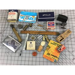 MISC LOT (LIGHTERS, POCKET KNIVES, SHAVING BRUSH ETC…)