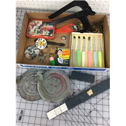 MISC LOT (IHC THRESHER COVERS, COKE CARDS, ASST PINS, ETC…)