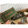 Image 3 : MISC LOT (SINGER PARTS, BUTTONS, SALT AND PEPPER, ETC…)