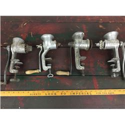 LOT OF 4 MEAT GRINDERS