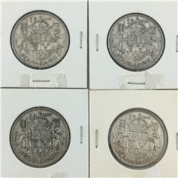 LOT OF 4-50 CENT PIECES (CANADIAN) * SILVER 1951*