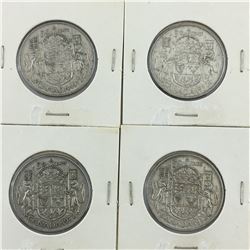 LOT OF 4- 50 CENT PIECES (CANADIAN) * SILVER 1952*