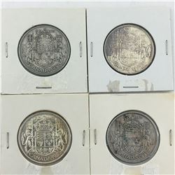 LOT OF 4-50 CENT PIECES (CANADIAN) *SILVER 1953  *
