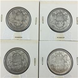 LOT OF 4 - 50 CENT PIECES (CANADIAN) * SILVER 1957 *