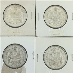 LOT OF 4 -50 CENT PIECES (CANADIAN)* SILVER 1963 *