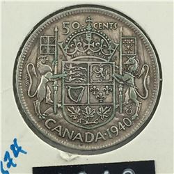 1940 CNDN 50 CENT PC * SILVER *