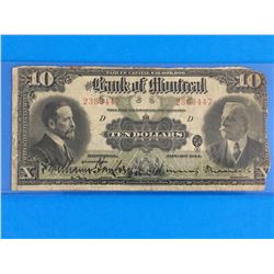 1914 BANK OF MONTREAL $10 BANK NOTE