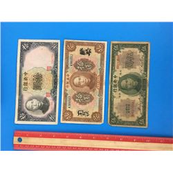 LOT OF 3 CENTRAL BANK OF CHINA BANK NOTE (1923 1930 1936)