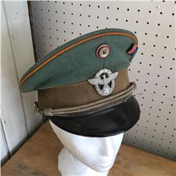 OFFICERS CAP W/BADGES & RIBBON BAR PIN (WWII NAZI GERMAN)