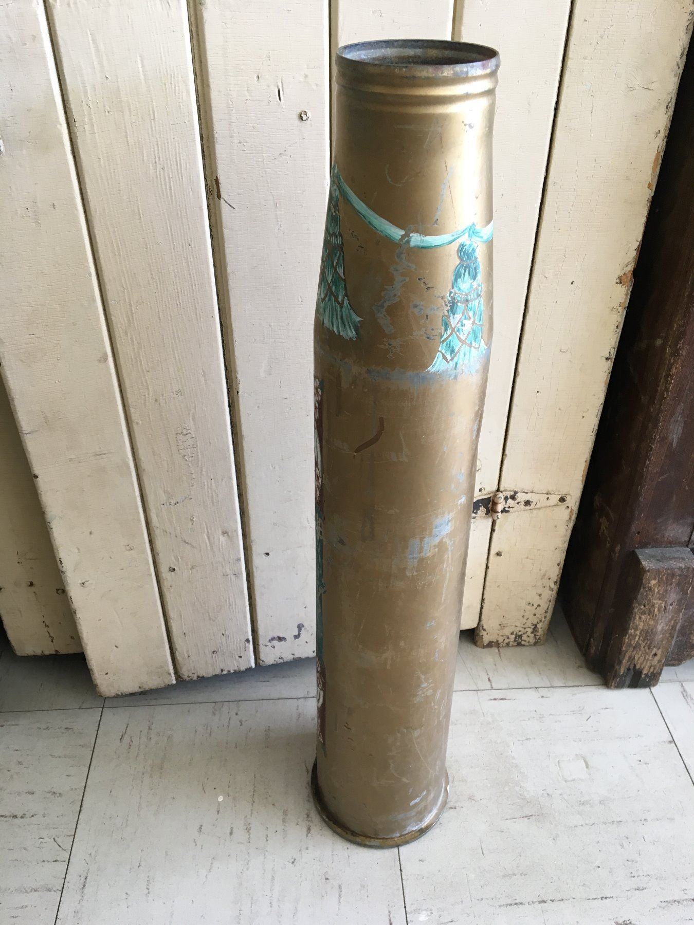 LARGE BRASS SHELL CASING (26” TALL 1962) * HAS BEEN PAINTED * - Schmalz ...