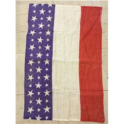OLD FRENCH FLAG BANNER W/AMERICAN STARS *34” X 24”*