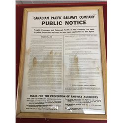 1956 CANADIAN PACIFIC RAILWAY PUBLIC NOTICE PAPER (25” X 19”)