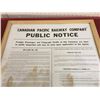 Image 2 : 1956 CANADIAN PACIFIC RAILWAY PUBLIC NOTICE PAPER (25” X 19”)